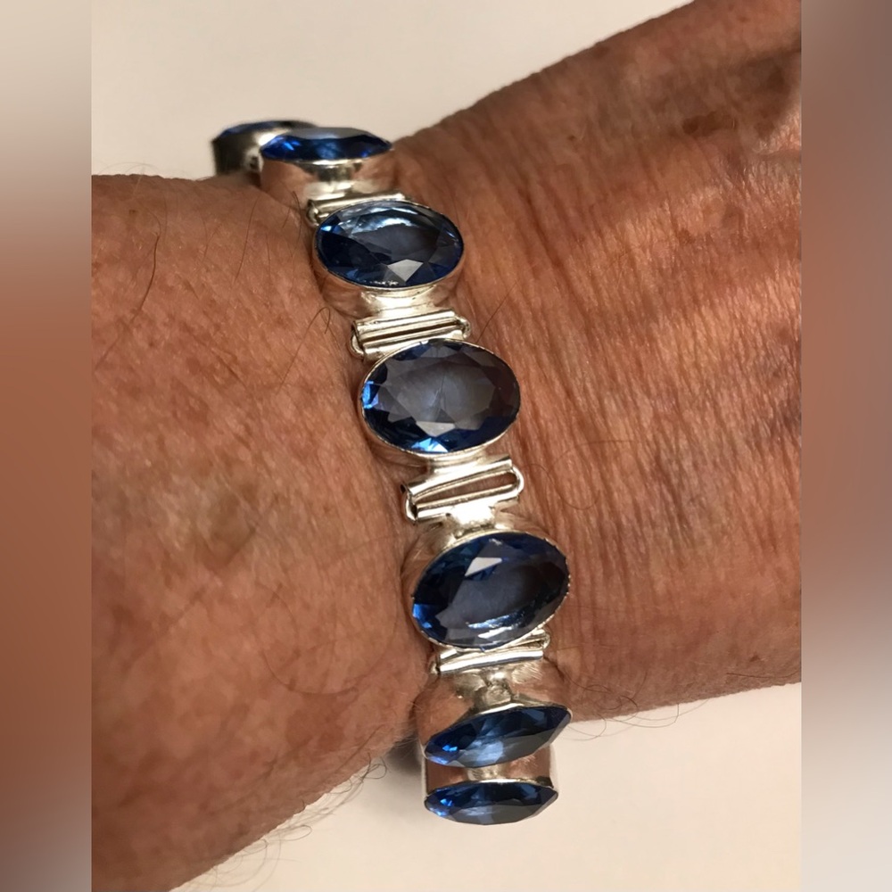 Tanzanite Stamped 925 Sterling Silver Bracelet
